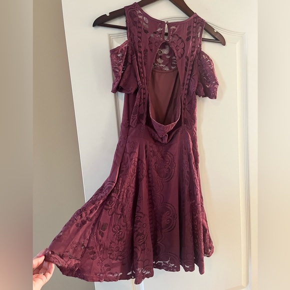 Altar’d State Mauve Lacey Nylon & Polyester Mid length Dress Women’s size XS - Picture 3 of 15
